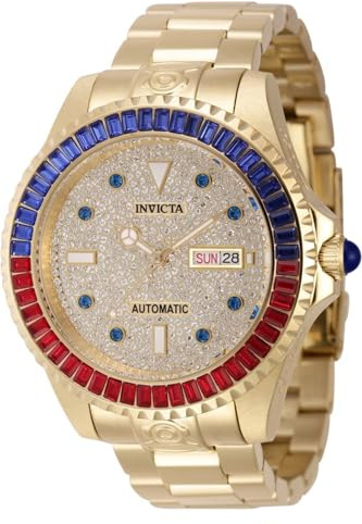 Invicta Grand Diver 46636 Herrenarmbanduhr - Automatikwerk - Edelstahl mit Goldenem Zifferblatt - 47 mm