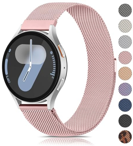 Vancle Armband för Samsung Galaxy Watch 7 armband 40 mm 44 mm kvinnor och män, metall mesh rostfritt stål ersättningsarmband 20 mm klockarmband för Samsung Galaxy Watch FE 40 mm (rosa)