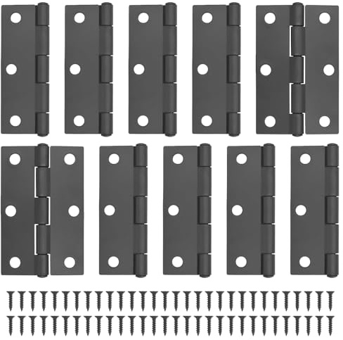 10Pcs Door Hinges 3 inch (75mm), Stainless Steel Hinges for Wood & Cupboard | 10Pcs Hinges with 60 pcs Screws, Thickened ball bearing design, Internal Door Hinges for Wooden Windows Boxes Furnitures