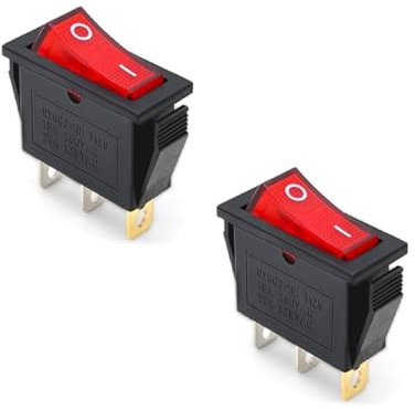 Interrupteur à bascule unipolaire - Lumineux - 16A / 250V - 20A / 125V - Avec touche rouge - Sachet de 2 unités