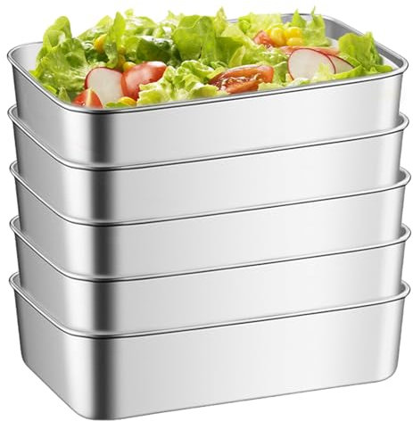 5 piezas moldes de pan de acero inoxidable 22,8x15,4x6 cm molde de pan, molde de pastel rectangular cajas de almacenamiento caja de alimentos contenedor de alimentos caja de bento para pastel