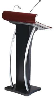 FQCXCKJ Rednerpulte und Podien mit Soundsystem, Kirchenkanzel-Podium mit Mikrofon und Leselampe, Arc Metal Podium Desk