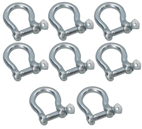 AB Tools Grillete de arco galvanizado de 16 mm, paquete de 8 candelabros para barco, yate