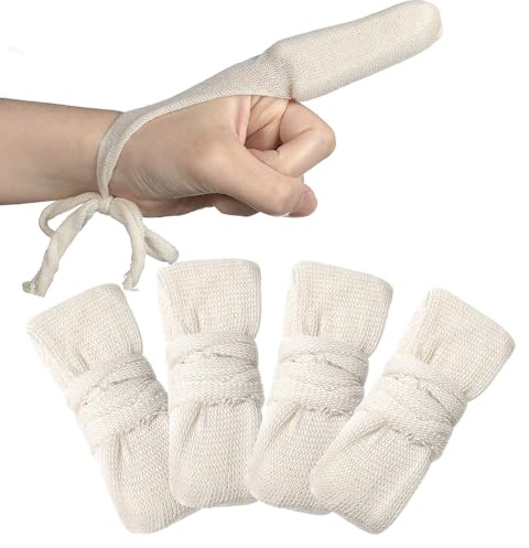 Finger Bandage 3 x 8.5cm Tubular Finger Dressing Finger Bobs Cots Buddies Cotton Cover for First Aid 4 Pcs