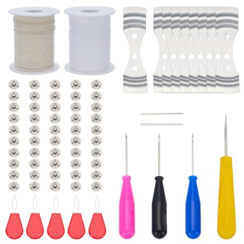 WEBEEDY 73 - Kit de herramientas de inserción de mecha de vela con aguja de punzonado, gancho y ojal, herramientas de centrado de mechas con punzadores para fabricación de casa