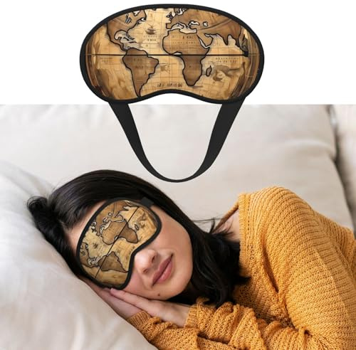 Augenmaske zum Schlafen, atmungsaktiv, lichtblockierend, Schlafmaske, alte Karte, Weltkugel, Nacht, Augenbinde, weich, bequem, Nacht-Augenschutz, für Männer und Frauen, Augenabdeckung für Nickerchen
