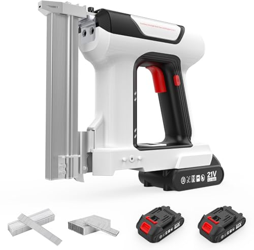 2 in 1 Cordless Brad Nailer with 2 Lithium Battery, Hand Electric Nail Gun, 21v Framing Nail Gun for Roofing, Craftsman, Wood, Drywall, Fence, Furniture