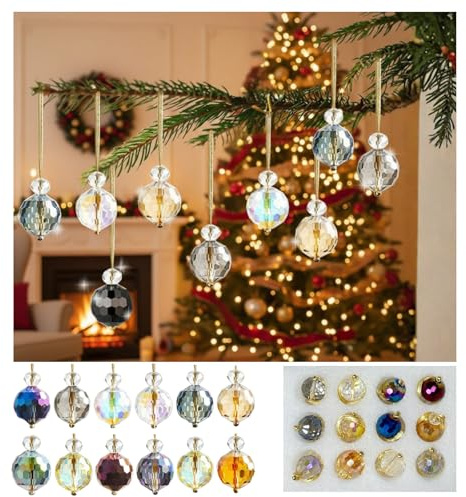 LynixTrade Christmas Baubles for Christmas Tree Decoration 12PCS 20mm Xmas Tree Crystal Balls Ornaments Rainbow Prism Crystal Glass Balls Delicate Hanging Pendant for Xmas Decorations Festive Party
