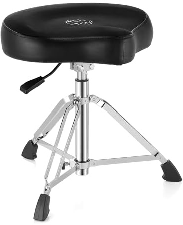 TENTOTEN Drum Throne Hydraulic Drum Stool, Removable Ergonomic Drum Seat with Memory Foam Velvet Surface and Foldable Base, 19in-24in Height Drummer Stool for Adults & Kids, TOT 700