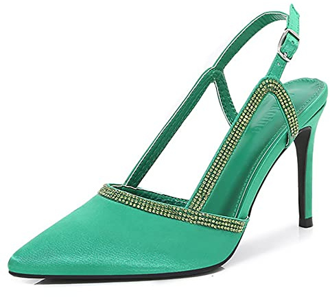 FCXDMY Womens Slingback Pointed Toe Stiletto Pumps Slip-on High Heels Office Lady Sandals Party Prom Dress Shoes