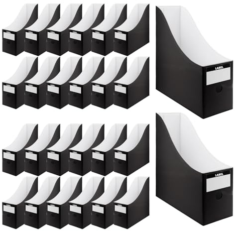 24 Stück A4-Stehsammler Pappe Schreibtisch Organizer Schwarz 26 x 9 x 27 cm