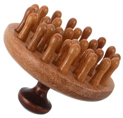 IWOWHERO Holz Kopfhaut Massagebürste Anti-statik Kamm mit Breiten Zähnen Langlebiger Handmassagekamm aus Natürlichem Holz für Sanfte Haarpflege und Entspannende Kopfhautreinigung für