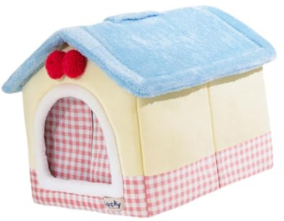 Fiocias Letto per Gatto Letto Peluche Casa per Gatti Tenda per Animali Domestici Cuscino Rimovibile Morbido Semi Chiuso Adatto per Cani di Piccola Taglia, XL