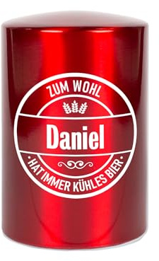 Herz & Heim® Personalisierter Push-Up-Flaschenöffner mit Name – 5 Farben – Bieröffner mit Aufdruck Zum Wohl – Kronkorkenöffner als Geschenkidee (Rot)