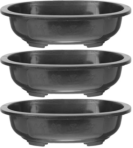 HEMOTON 3 Macetas De PláStico Ovaladas para BonsáIs con Orificio De Drenaje Jardinera Grande Y Ligera para JardíN Terraza Y BalcóN Maceteros Resistentes para Plantas Y Viveros