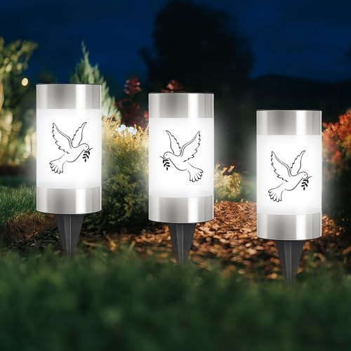 Luz LED solar para tumba, luz solar para tumba, luz de sol con punta de tierra con 3 pegatinas, para decoración de tumbas al aire libre, iluminación exterior