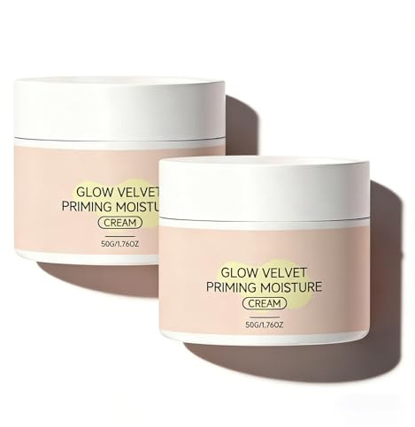 Glow Velvet Priming Cream - Hydrating Moisture Cream with Velvet Texture, Creates a Smooth, Refreshed Base for Makeup, Lightweight Primer for a Healthy-Looking Glow (2Pack)