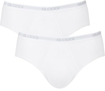 Sloggi Men Basic Midi Plain Boxer Briefs 2P, White, X-Large (Manufacturer Size: 38)