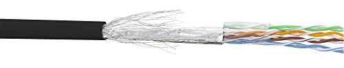 InLine 20663 Cavo LAN Cat.5E, S/FTP, 4 x 2XAWG 26/7 Flessibile, CCA Lega Rame/Alluminio, Guaina PVC, Pull-Out Box 100M Nero