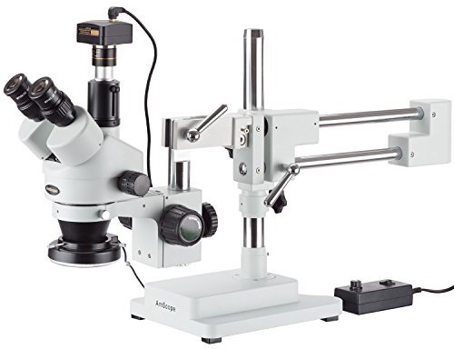 AmScope SM-4TZ-144-5MT Schaltkreis Zoom Stereomikroskop mit 144 LED Licht und 5MP Digitalkamera, 3.5X-90X, Weiß