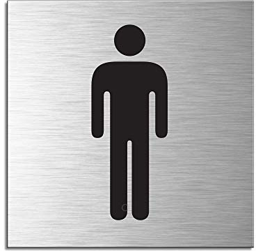 Plaque de Porte en Aluminium brossé - WC Hommes | 120x120 mm | No.17137-S