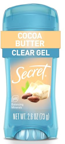 Secret Fresh Clear Gel Antiperspirant and Deodorant for Women, Cocoa Butter Scent, 2.6oz 73g