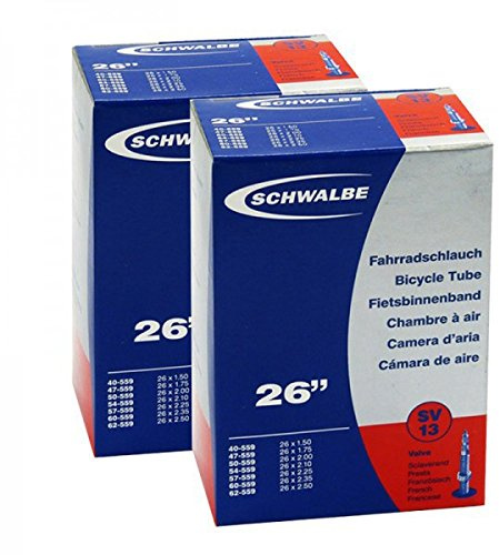 2x Schwalbe Fahrrad Schlauch 26 Zoll SV13 26x1.5-2.5 40-62/559 NR.13 SV
