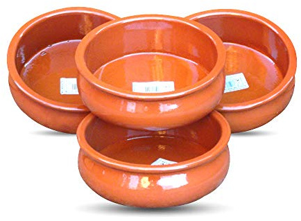 Set of 4 Spanish Terracotta Tapas Dish / Cazuela Abombada - 15cm diameter