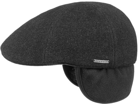 Stetson Texas Wool Schirmmütze Flatcap mit Ohrenklappen Nackenschutz Herren Herbst Winter