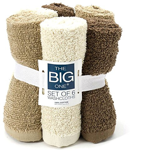 The Big One 6-pack Solid Washcloths (Linen)