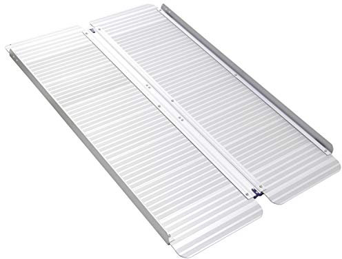 Rollstuhlrampe – Aluminiumschiene mit Rand – Kofferrampe – mobil – klappbar – faltbar – Auffahrhilfe für Roller, Rollatoren – Schwellenrampe - bis 272 kg - 121,9 cm (MR607M-4)