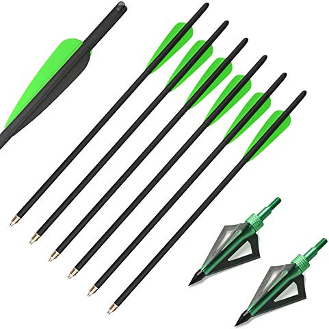 AMEYXGS 6/12 Piezas Tiro con Arco Pernos de Ballesta Flechas de Ballesta de Carbono 16 para La Práctica de Ballesta y Caza (6pcs)