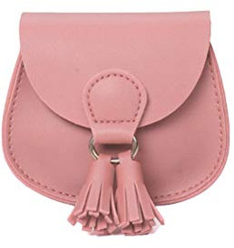 Merkts Mini-Kindertasche mit Quasten-Dekoration, Lippenstift, Münzgeld, Kinder-Handtasche, Rosa