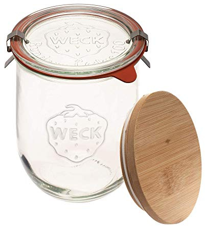 Weck Jars - Weck Tulpengläser 1 Liter - Sauerteig-Startergläser - Große Gläser für Sauerteig - Tulpenglas mit breiter Öffnung - geeignet zum Einmachen und Aufbewahren - (1 Glas, Glasdeckel