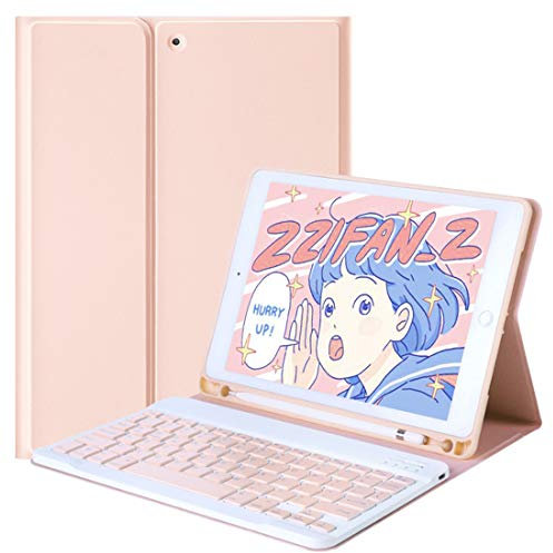 Lively Life Bluetooth Keyboard for iPad 10.2 9th 2021/8th 2020/7th Generation 2019, iPad Air 3 2019, Pro 10.5 2017, Protective Case with Detachable Wireless Keyboard, Built-in Pen Holder - Pink