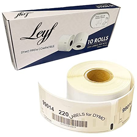 Leyf 10 rullar 99014 S0722430 etiketter – 54 mm x 101 mm – 100% kompatibel med Dymo och Seiko Labelwriter – 10 rullar pack etiketter = 2200 etiketter adressetiketter, etikettskrivare, självhäftande