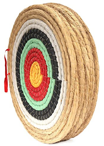 AUVIM Zielscheibe Bogenschießen Handgefertigtes Strohbogenziel für Recurvebogen Compoundbogen oder Langbogen 20Zoll Traditionelles Bogenpfeilziel für Kinder Jugend Erwachsene (Green 5 Layers)