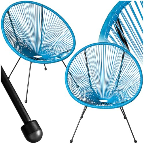 tectake® Lot de 2 Fauteuil de Jardin Acapulco pour Salon de Jardin Exterieur ou Intérieur, Structure en Acier époxy, Mobilier pour Amenagement Balcon Terrasse - Plusieurs Couleurs