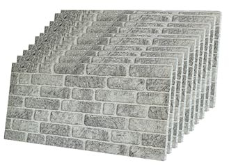 IZODEKOR Wandverkleidung Steinoptik Styropor 3D Wandpaneele - Verblender Steinoptik für Küche, Badezimmer, Balkon, Schlafzimmer, Wohnzimmer, Küchenrückwand und Teras | Weiss Grau (10 x Stück Paneele)