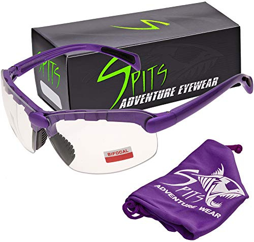 Spits Eyewear Top Or Bottom Bifocal Safety Glasses (Frame Color: Purple, Magnifier: 2.25 Bottom Clear)