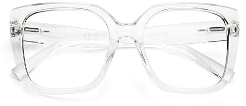 DOOViC Lesebrille Großer Durchsichtiger Quadratischer Rahmen Modern Computerbrille für Damen 1.0