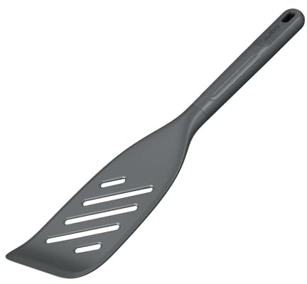 Zyliss E980237 Fish Spatula, Sustainable Wheatstraw/Silicone, Fish Turner, Head is Slotted, Non Stick and Heat Resistant, Beluga Grey, 32.5cm x 7cm, Dishwasher Safe, 5 Year Guarantee