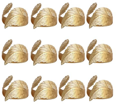 Serviettenringe 30 Stück Matte Blattgold-Serviettenringe, Blätter, Hochzeit, Weihnachten, Esstisch-Dekoration Serviettenring (Color : Matte Gold)