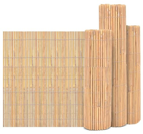 FlickBuyz Garden Bamboo Slat Natural Garden Fence Screening Roll Privacy Border Wind/Sun Protection (1.5m x 4m)