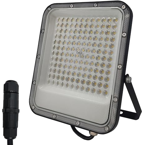FactorLED Foco Exterior LED Negro 100W, Proyector AVANT PRO, 11500Lm, IP65 Resistente al agua, muy resistente IK10, Luz blanca fría 5700K (100)