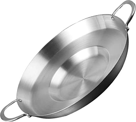 Sartén Mexicana Discada Acero Inoxidable Sartén Comal Muy Resistente Cóncavo Comal Convexo Cazo Plancha Freidora Batería De Cocina Para El Hogar Cocina Restaurante, Plata, 45cm