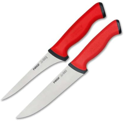 Pirge Duo Ausbeinmesser und Metzgermesser Set 2 TLG - 12,5 cm & 16,5 cm - Profi Messer Set - Schlachtermesser Set - Fleischermesser - Stechmesser - Schärfste Metzgermesser