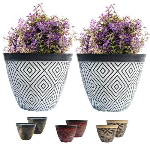 SG Traders Plant Pot Set - Stylish Planters for Outdoor Gardening - Versatile Garden Planters for Home, Large Plant Pots Ideal for Houseplants, Premium Pots and Planter for Garden Décor (Pack of 2)