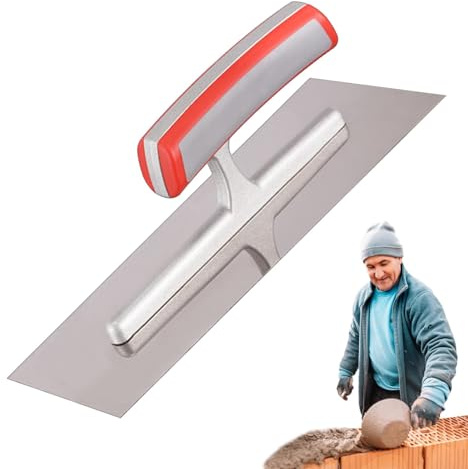 Masilla de cemento de acero inoxidable, mampostería de mano de mampostería plana, hormigón llana de acabado, pala de lechada con mango ergonómico, llana ligera herramienta de hormigón para placa de