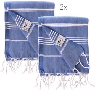 YENGAS Hamamtuch XXL, 95x175 cm, Großes Peshtemal Tuch 100% Baumwolle, Oeko-TEX Zertifiziert, Badetuch für Spa, Sport, Reisen, Leicht & Platzsparend, Saunatuch, Strandtuch (blau)